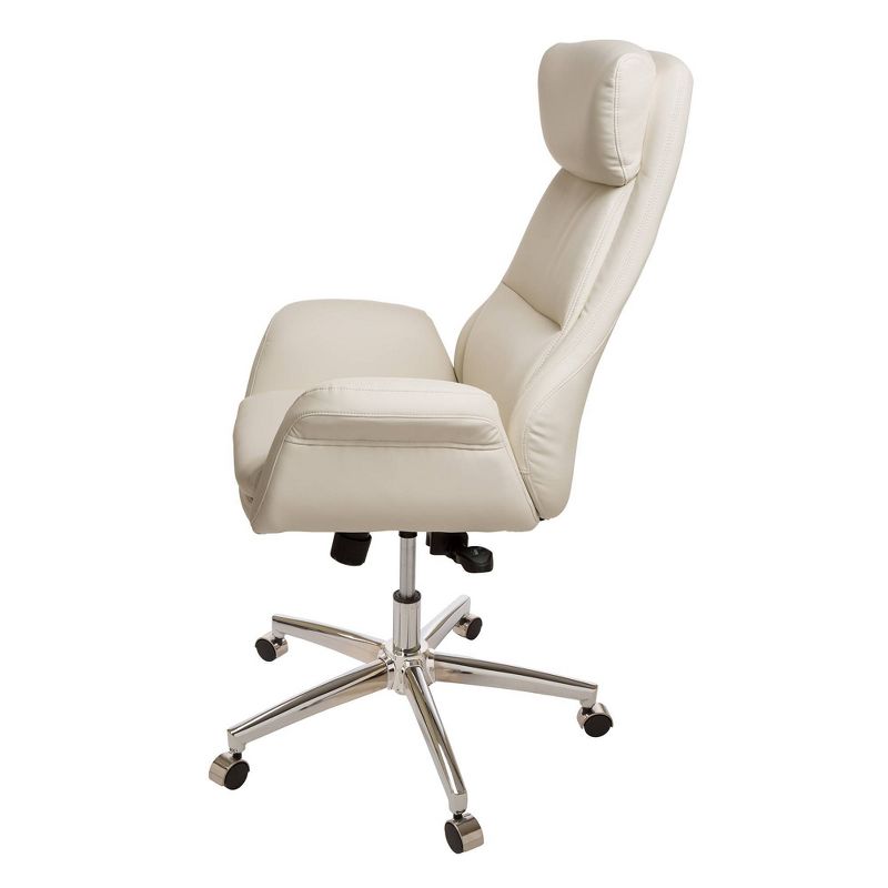 Mid Century Modern Bonded Leather Gaslift Adjustable Swivel Office Chair Cream - Glitzhome