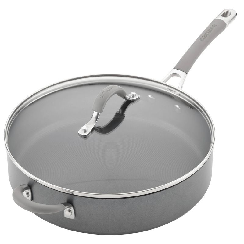 Circulon Elementum 5qt Hard Anodized Aluminum Nonstick Saute Pan with Lid Gray