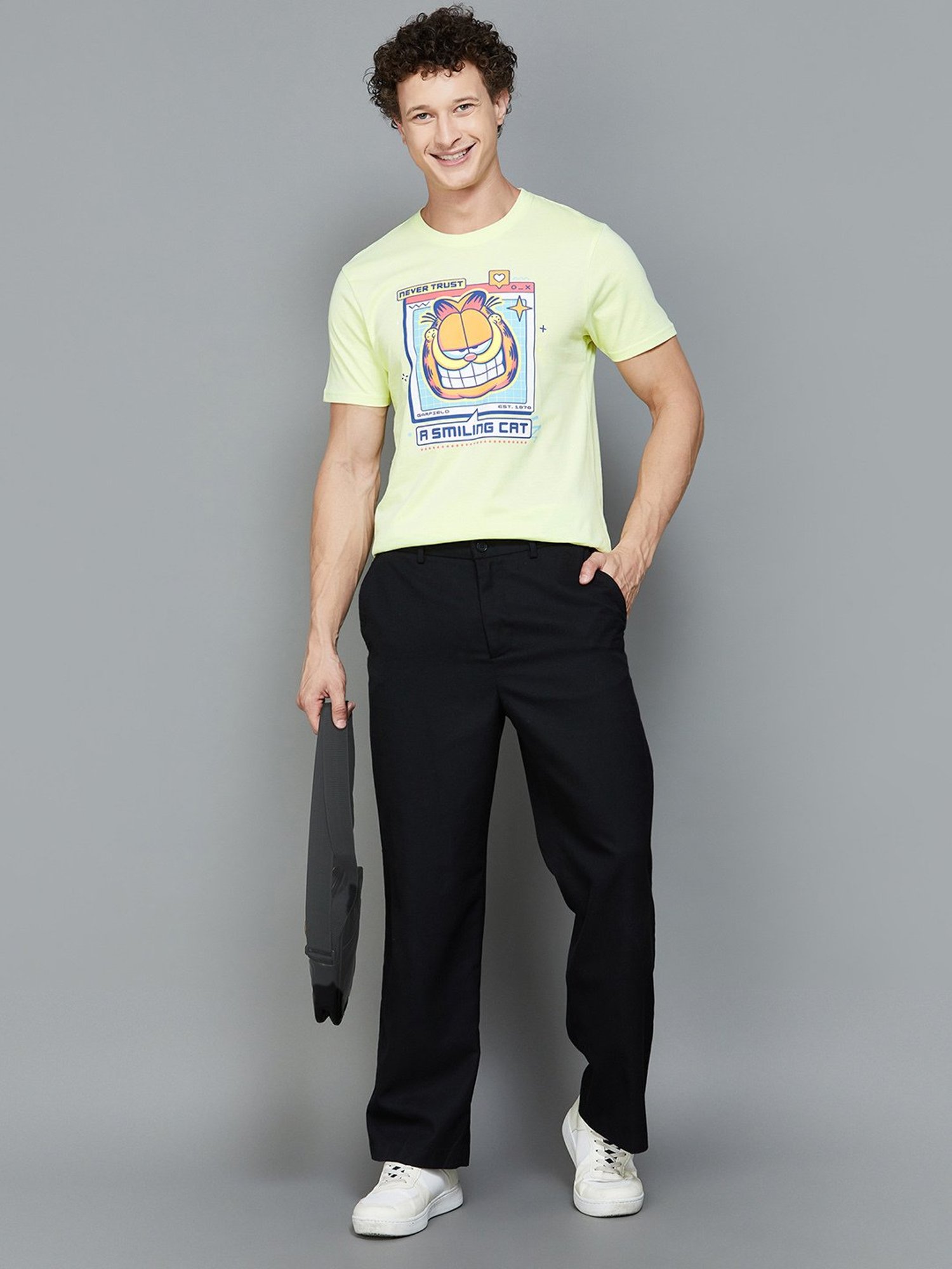 Fame Forever by Lifestyle Lime Yellow Regular Fit Graphic Print T-Shirt