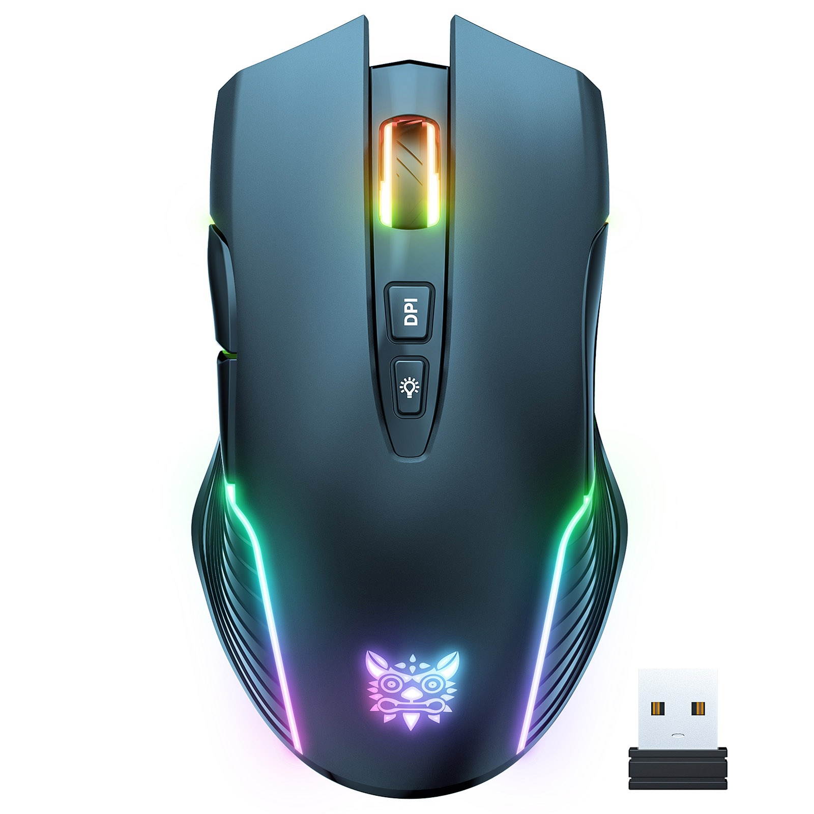 ONIKUMA CW905 2.4G Wireless Gaming Mouse RGB Backlit E-sports Mouse Optical Computer Mice 5 Adjustable DPI with 7 Programmable Buttons for Laptop Desktop PC Computer