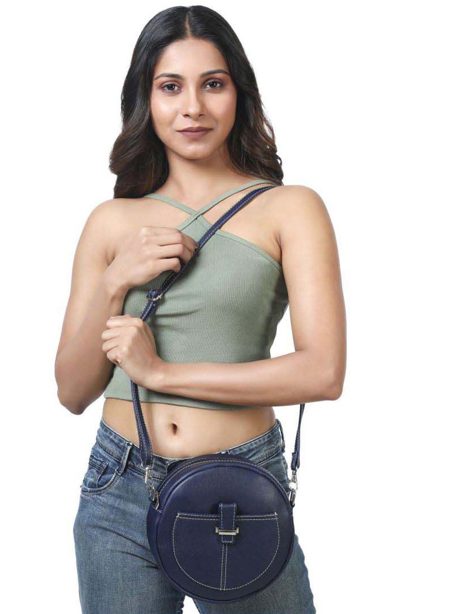 Toteteca Circle Blue Solid Medium Sling Handbag