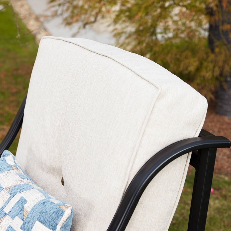 4pc Steel Patio Seating Set with Fire Pit Cream - Lokatse