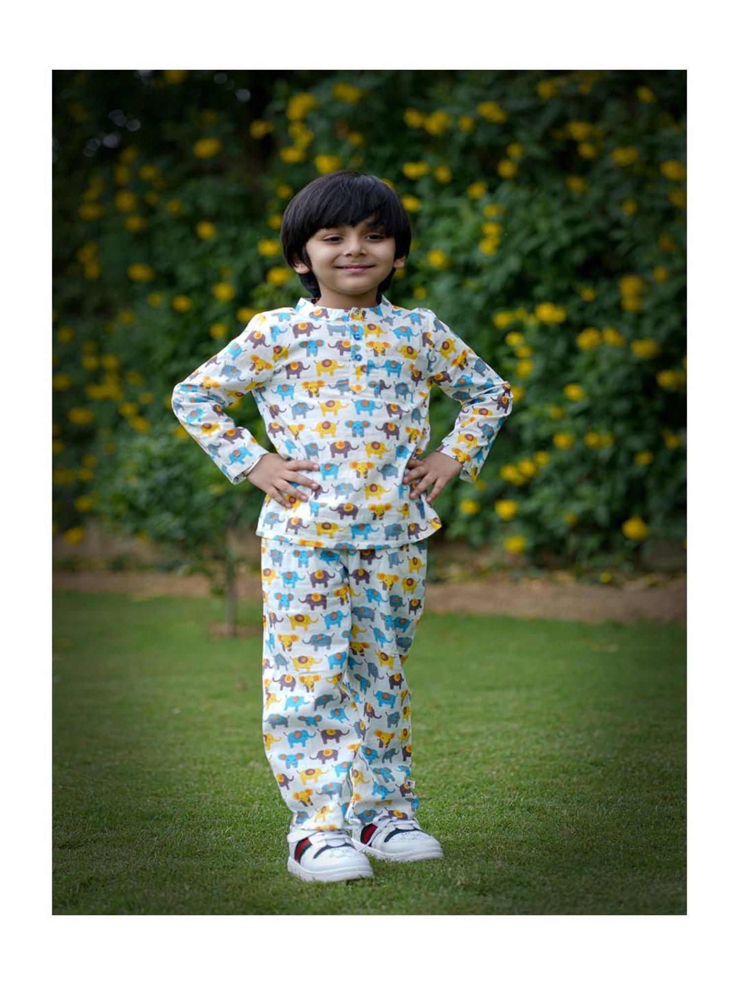 Budding Bees Boys Multicolor Cotton Printed Full Sleeves Shirt Set