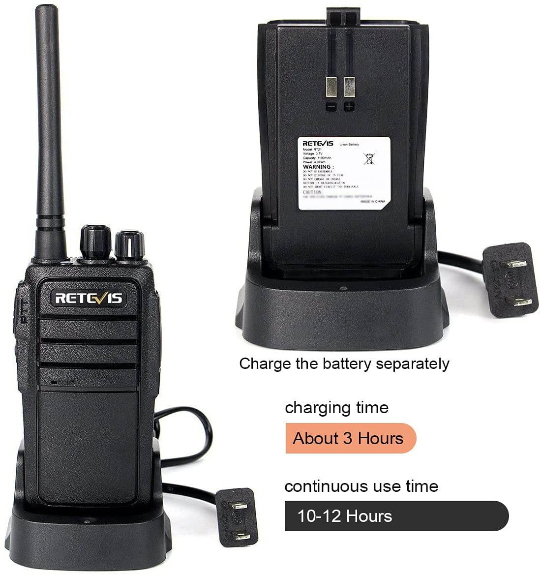 Case of 4,Retevis RT21 Walkie Talkies Adults Rechargeable, Two Way Radios Long Range,16 Channels VOX Hands Free Emergency 2-Way Radio for Family and Small Organization Business