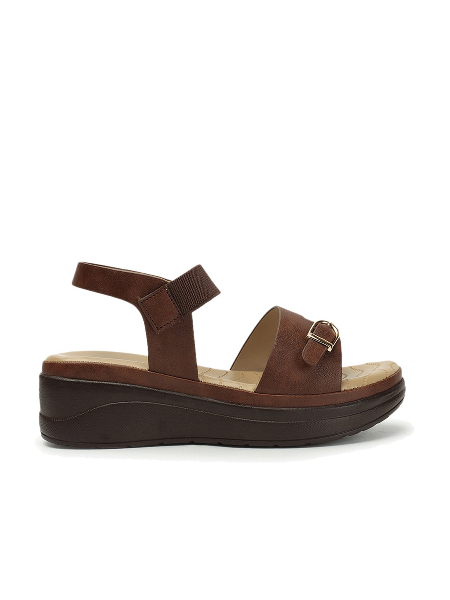 Iconics Women's Brown Ankle Strap Wedges