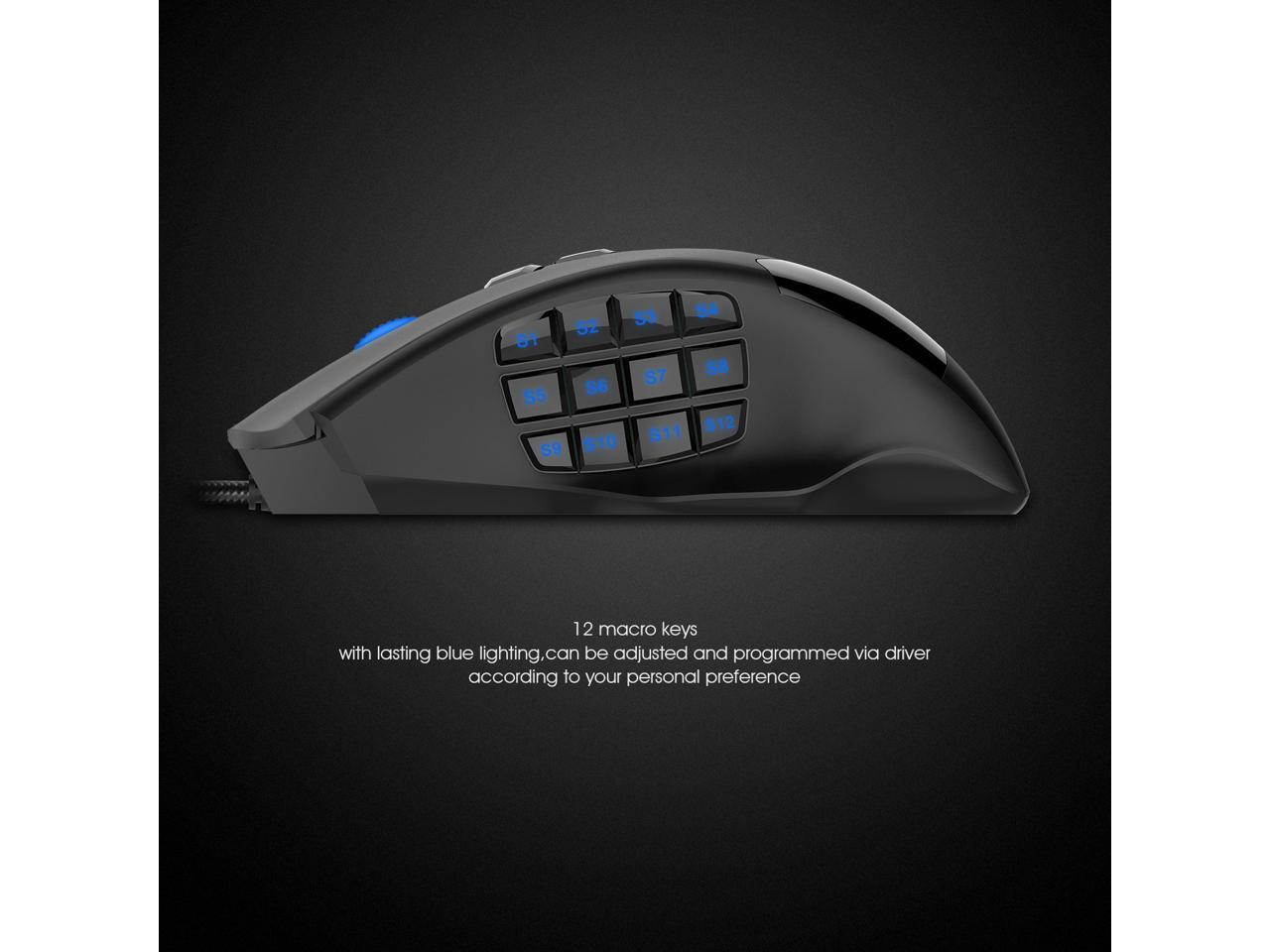 HAVIT HV-MS735 MMO Gaming Mouse Wired 12000DPI 19 Programmable Button Optical Sensor Pixart PMW3360 US Shipping