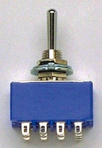 NEW - 4-Pole (12 Terminals) On-On Mini Switch, 4PDT - CHROME