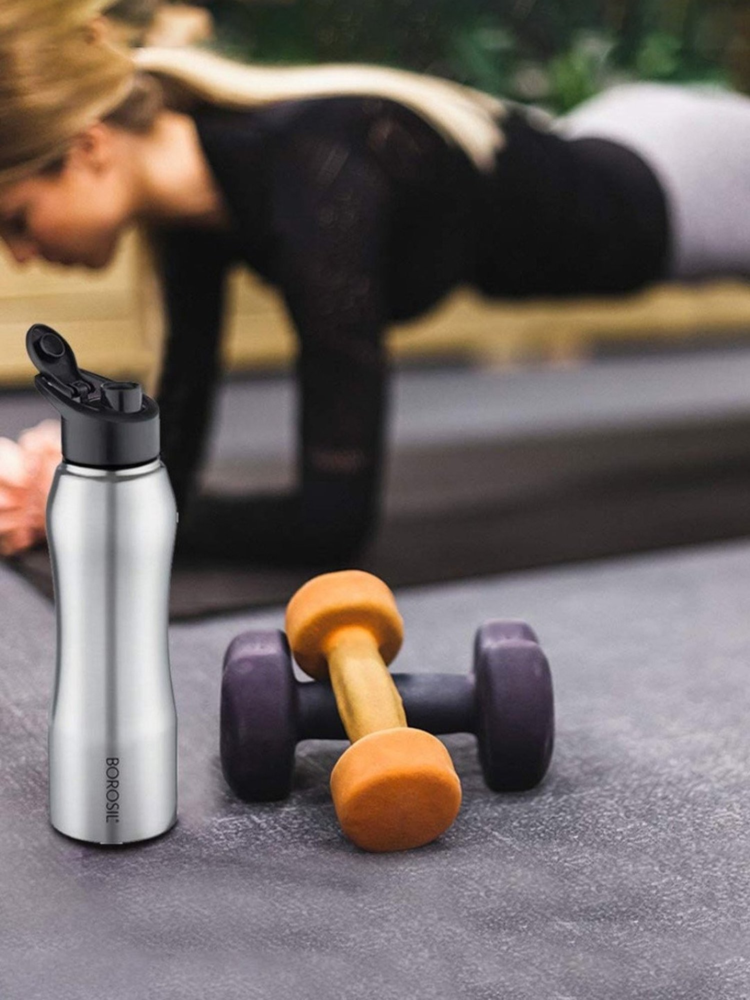 Borosil Water Bottle with Single Wall & Leakproof Set of 4 (Silver, 750 ml)