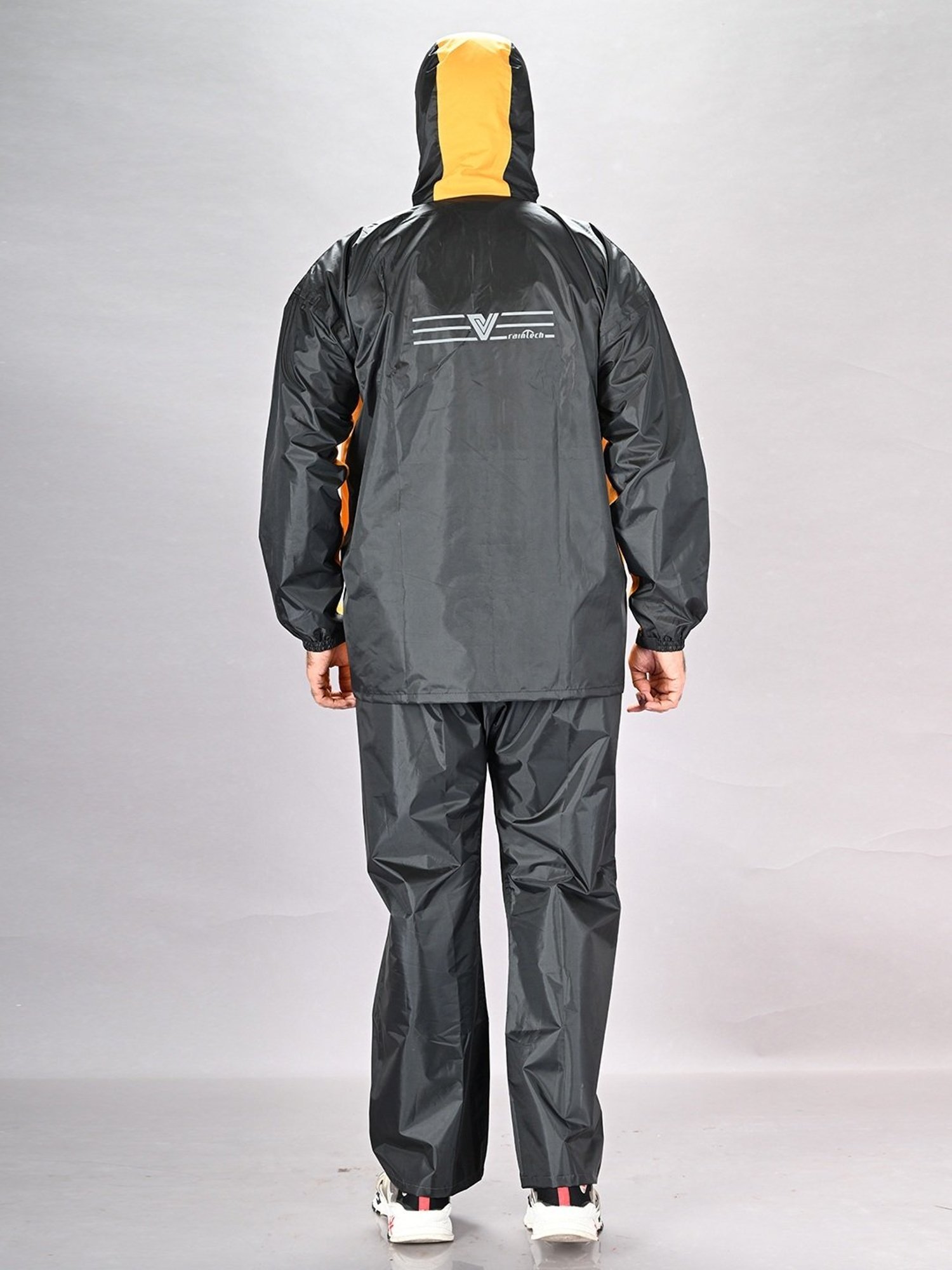 Lux Venus Black Regular Fit Colour Block Raincoat Set