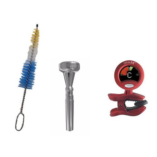 Dizzy Gillespie Elite Series Trumpet Mouthpiece Pack w/Dizzy Gillespie Trumpet Mouthpiece Cleaning Brush + Snark SN2 Tuner with Tap Tempo Metronome