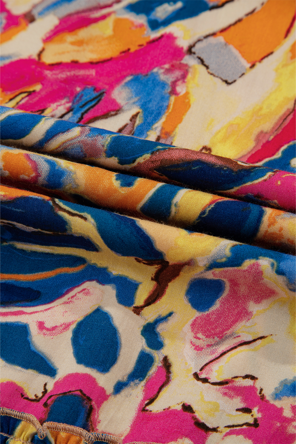 Multicolour Floral Print Split Neck Midi Dress