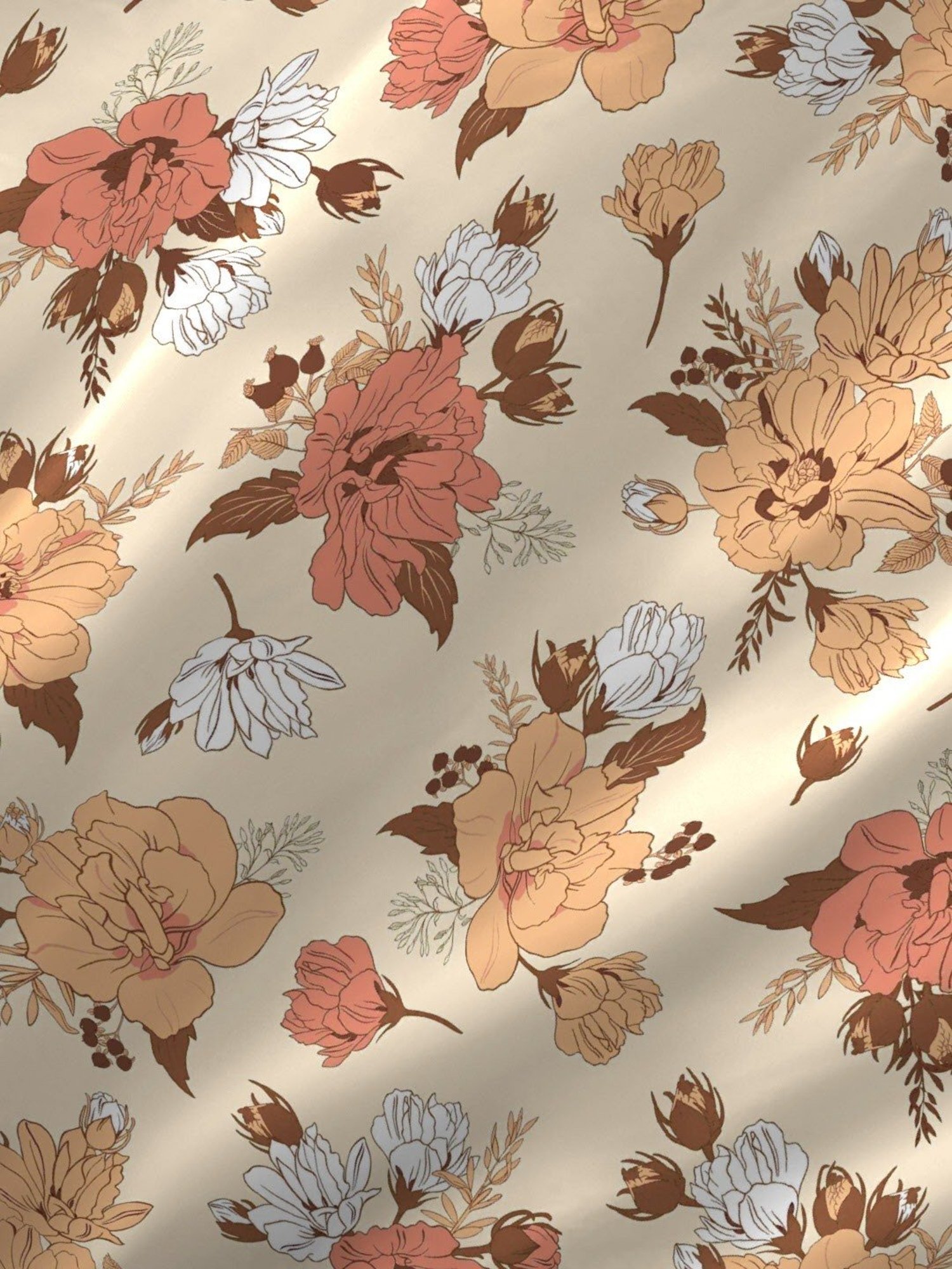 Layers Roma Floral Orange 120 TC Cotton Double Bedding Set