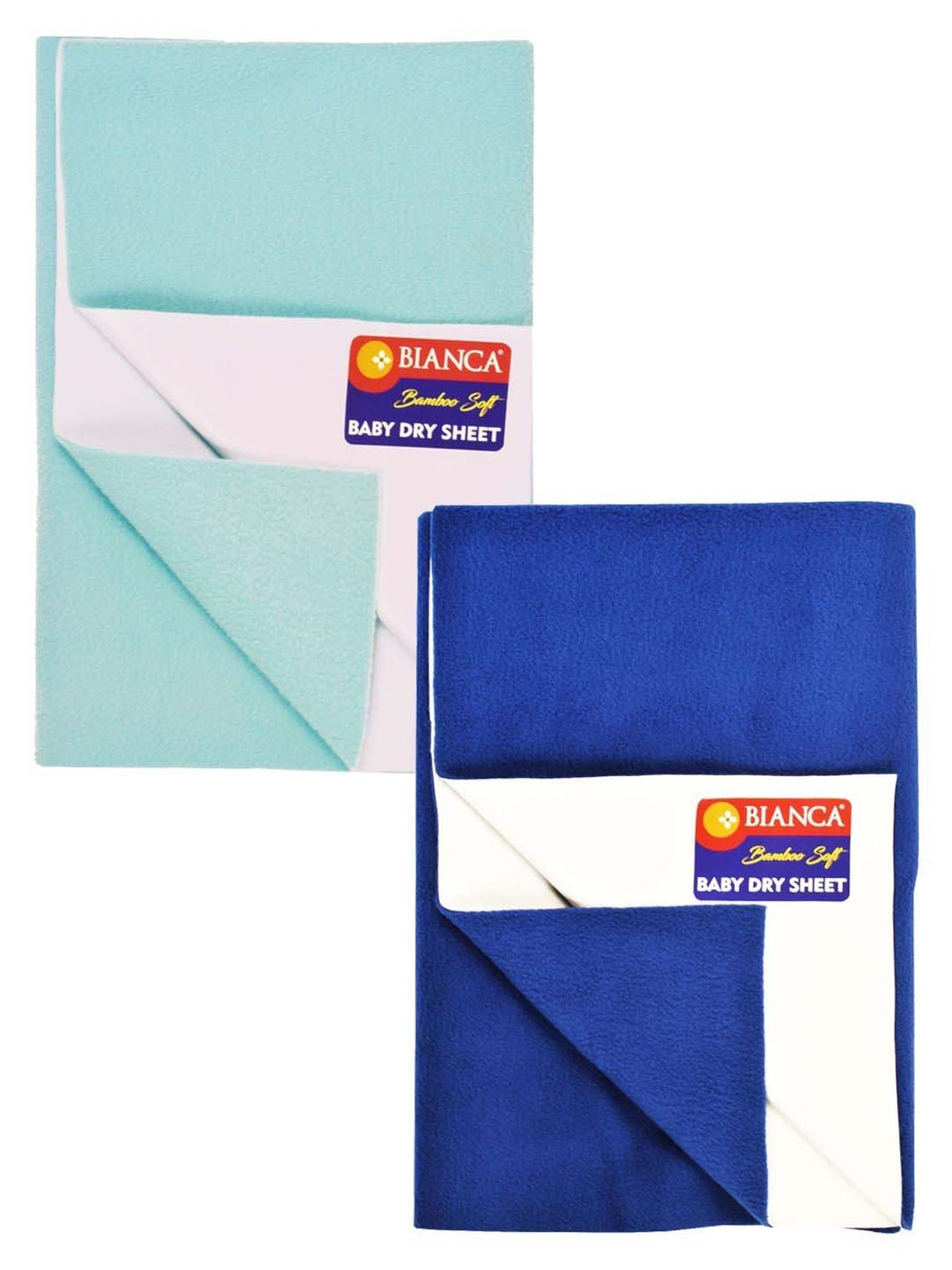 Bianca Smart dry Royal Blue & Sea-Green Microfibre 320 GSM Medium Baby Mattress Protector - Set of 2
