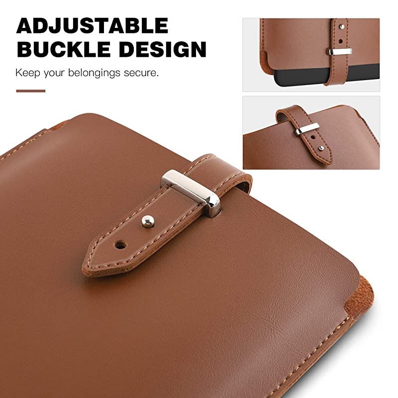 6" Sleeve Case Compatible with All-New Kindle 10th Gen 2019/Kindle Paperwhite 2018, PU Leather Pouch Protective Bag Cover Fits All Kindle Paperwhite/Voyage/Oasis 6"/8th Gen 2016 - Brown
