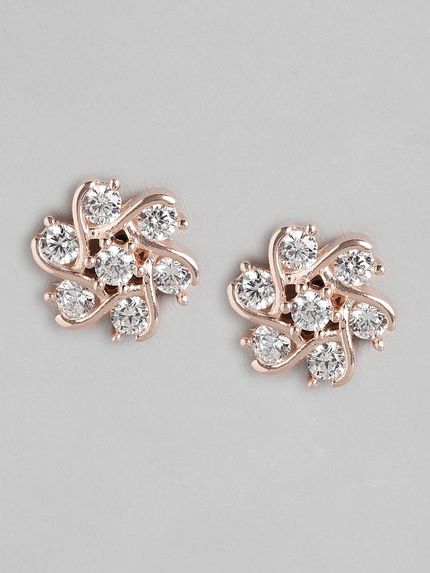 Zavya 92.5 Sterling Silver Bloomed Brilliance Flower Stud Earrings for Women