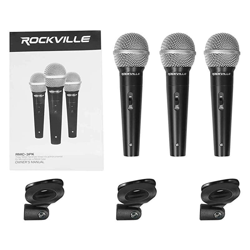 RMC3PK 3 Pack Metal Wired VocalInstrumentDJ Microphones+Metal Case