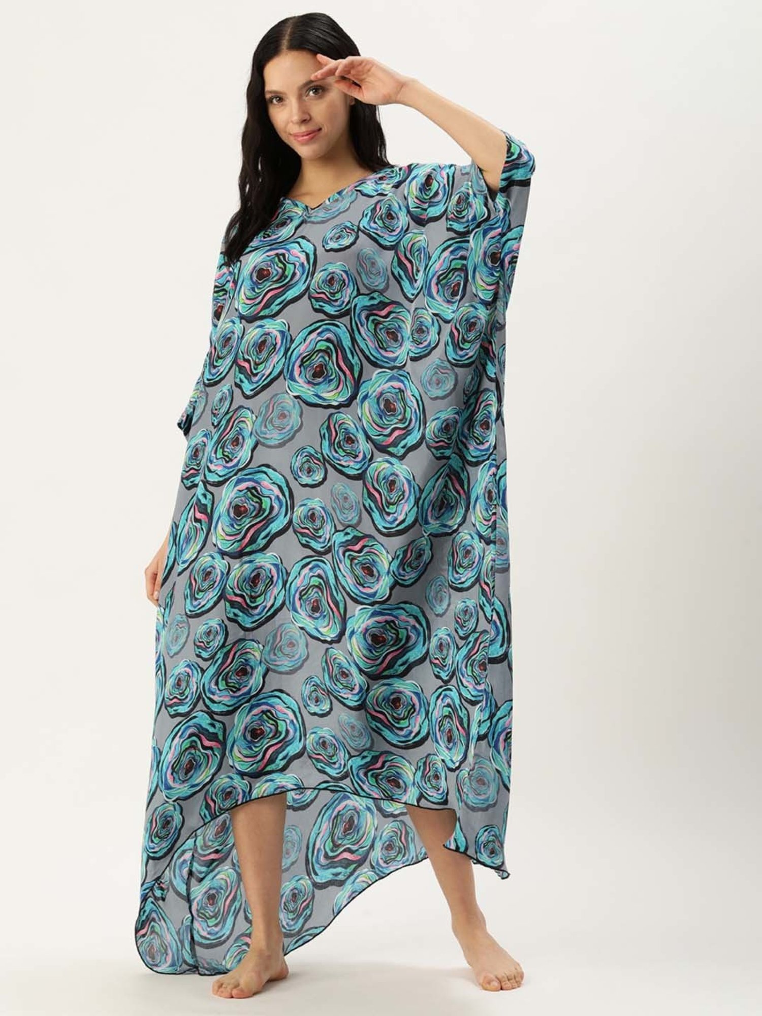 Clt.s Grey Floral Print Kaftan