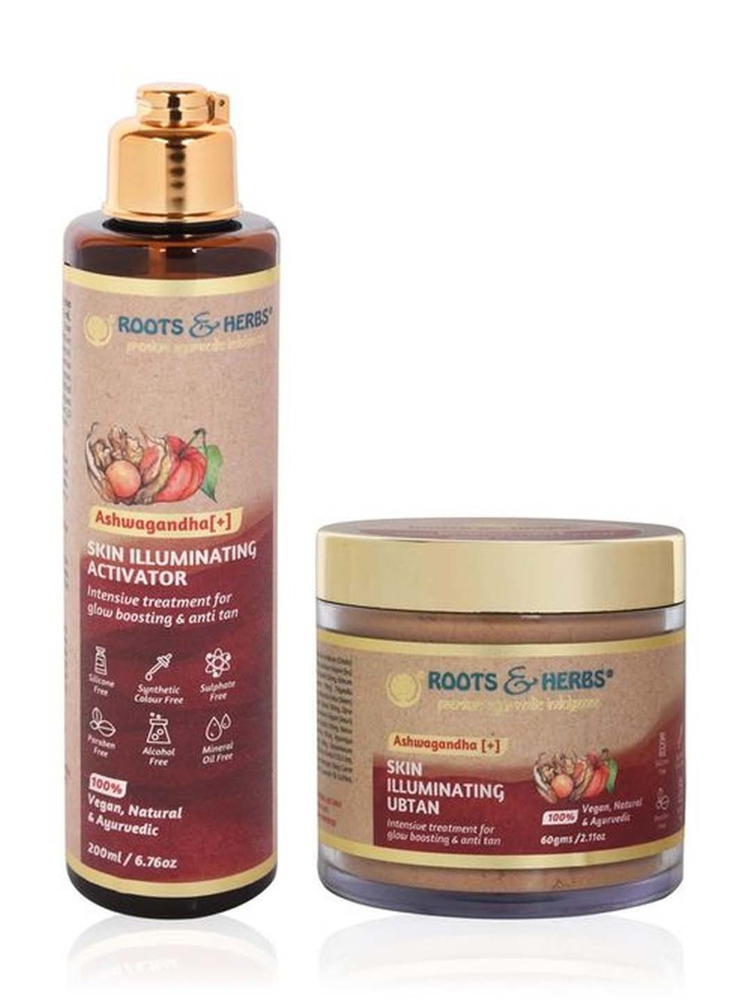 ROOTS AND HERBS Ashwagandha (+) Skin Illuminating Ubtan and Activator