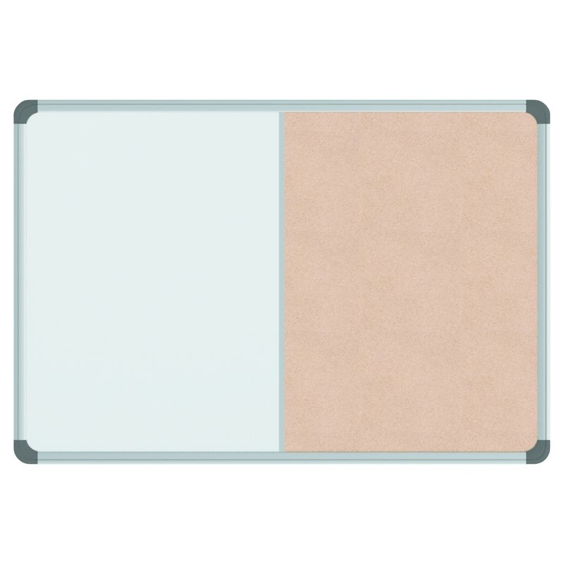 Universal Cork/Dry Erase Board, Melamine, 24 x 18, Black/Gray Aluminum/Plastic Frame