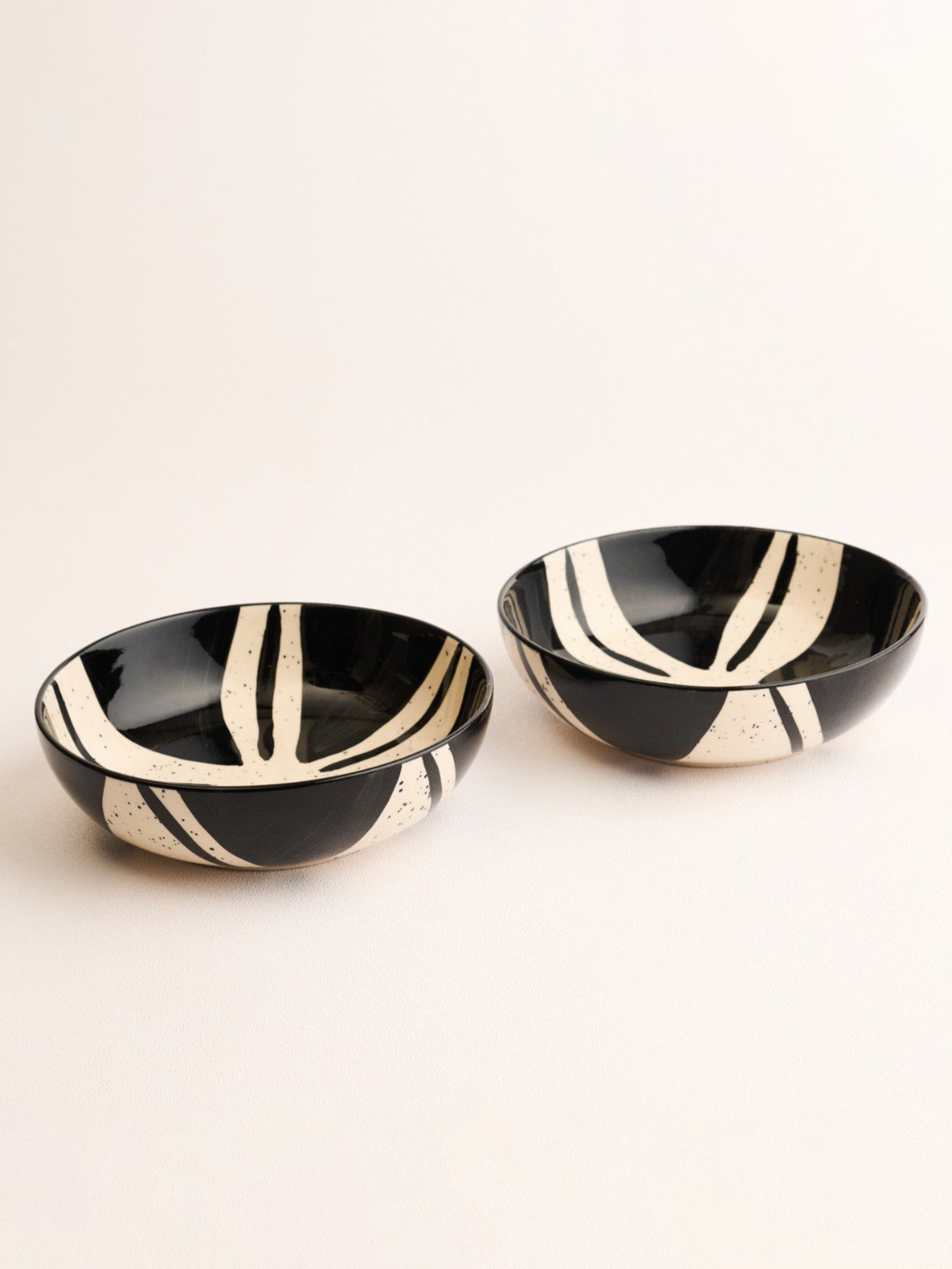 BlackCarrot Black & White Ceramic Snack Bowls Set of 2