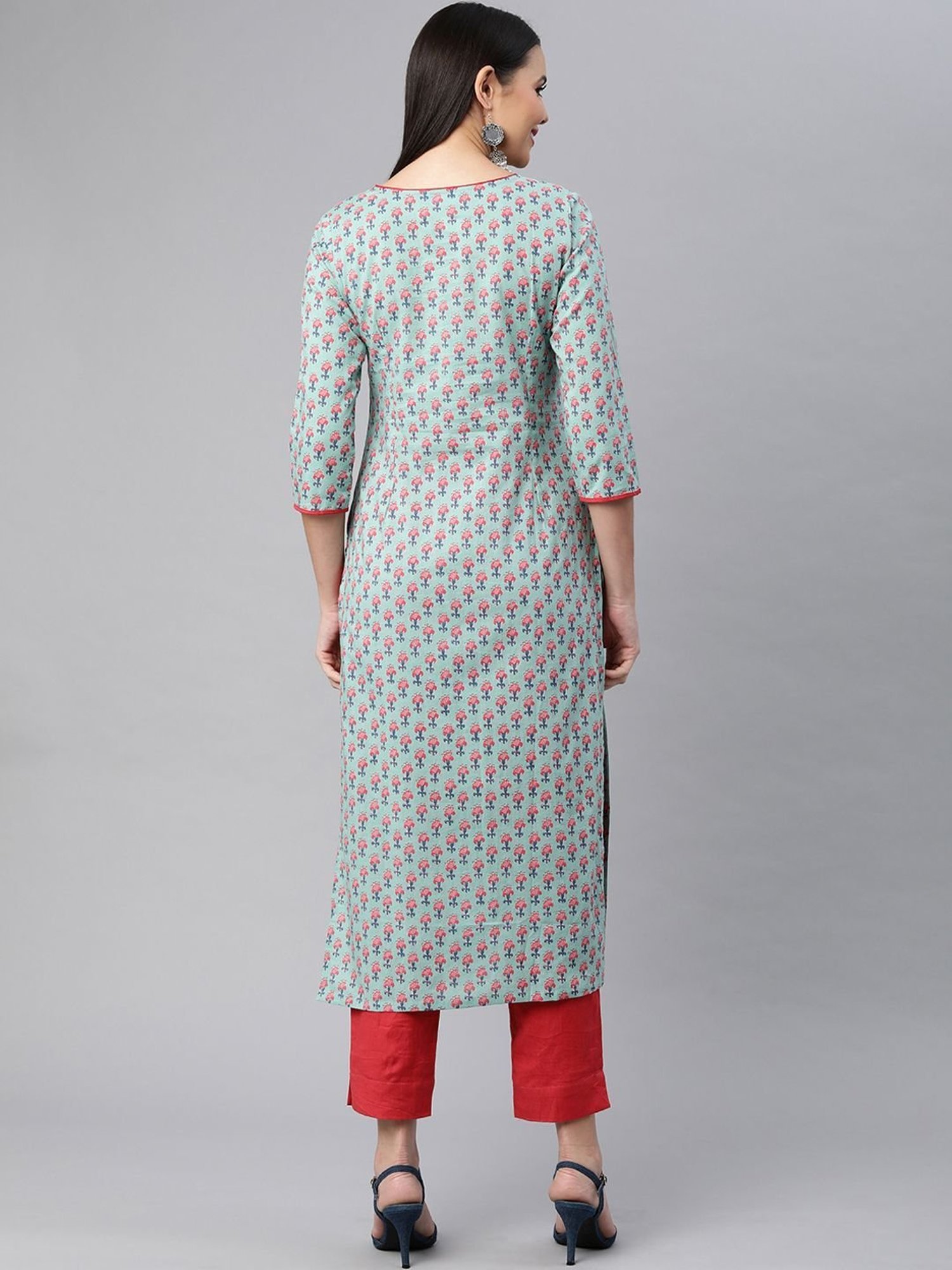 Kami Kubi Blue & Red Printed Kurta Pant Set