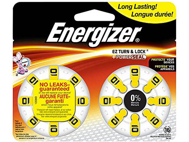 Energizer AZ10 Zinc Air Hearing Aid Batteries, 16-Card