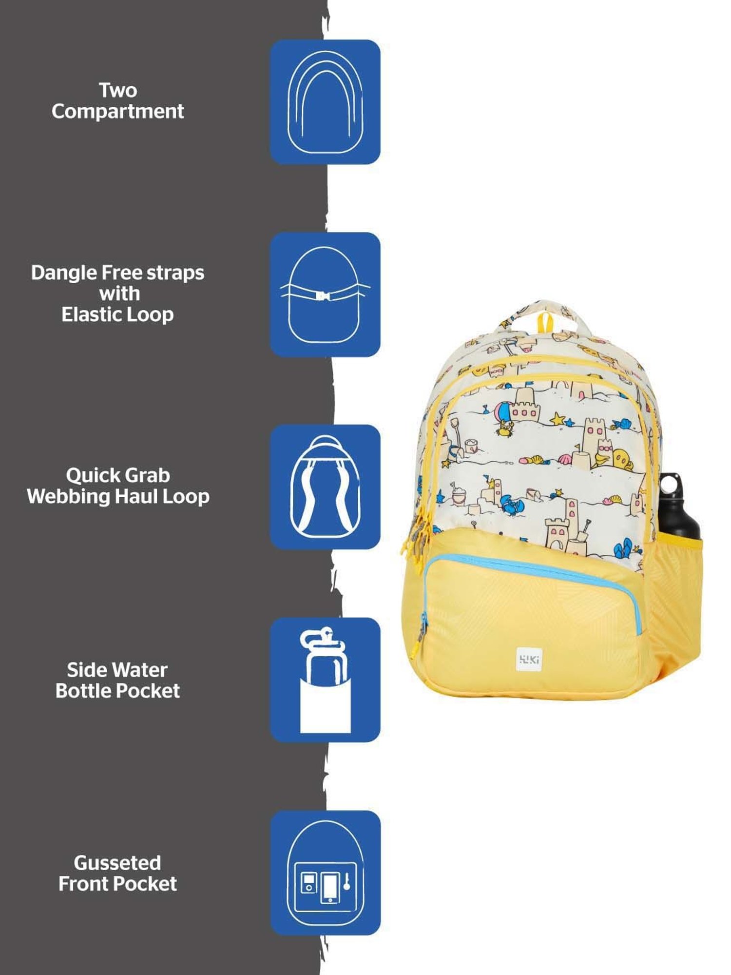 Wiki 24 Ltrs Yellow Medium Backpack