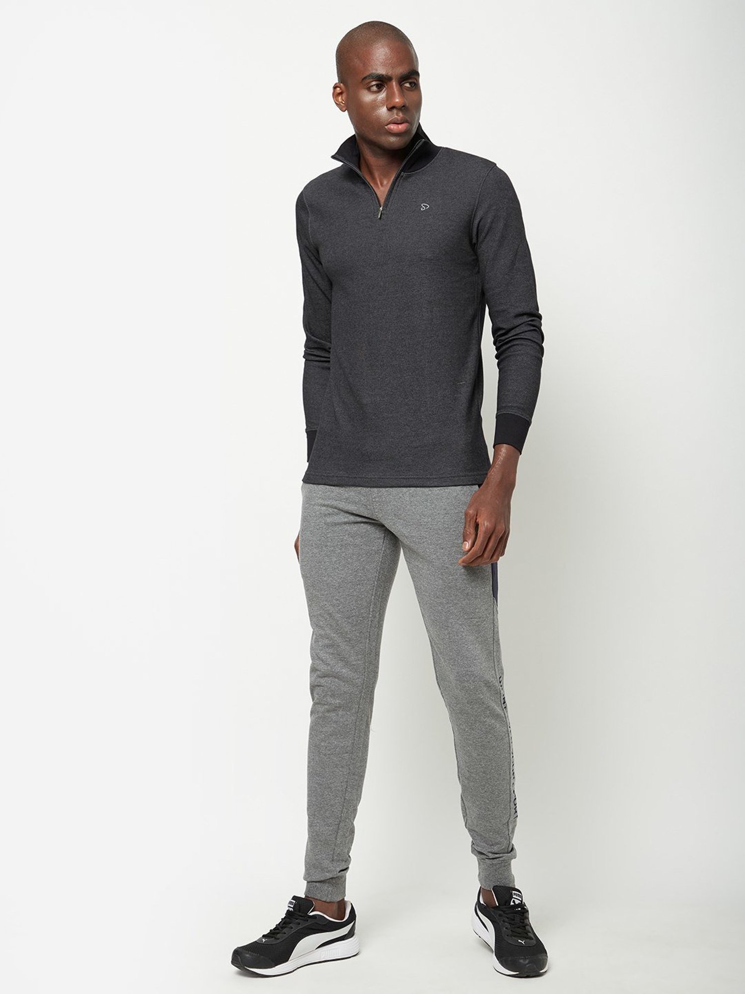 Sporto Black Denim Slim Fit T-Shirt