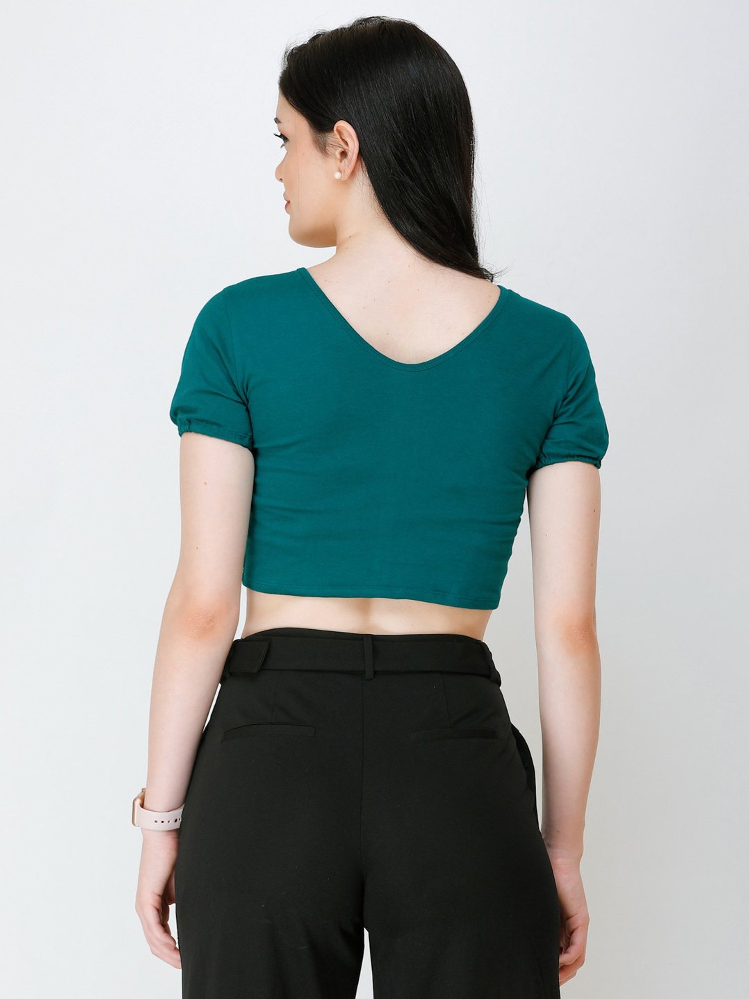 Scorpius Teal Regular Fit Crop Top