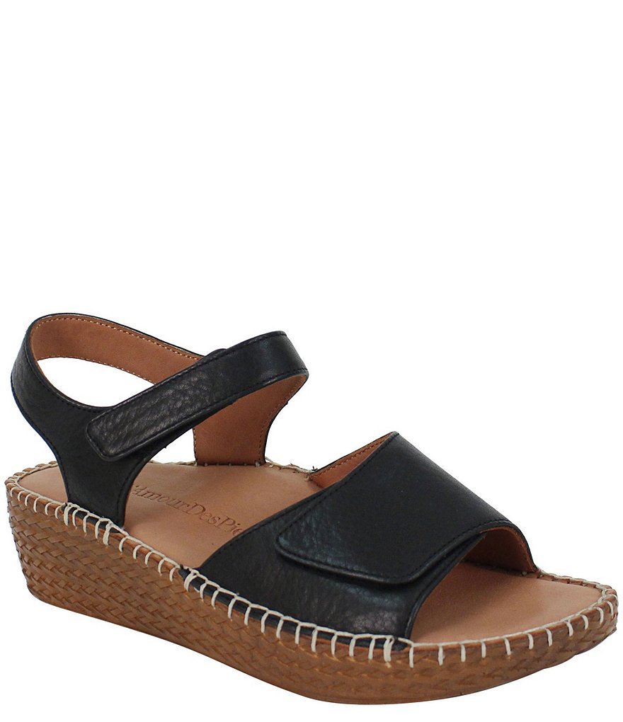 L'Amour Des Pieds Yahya Leather Espadrille Wedge Sandals
