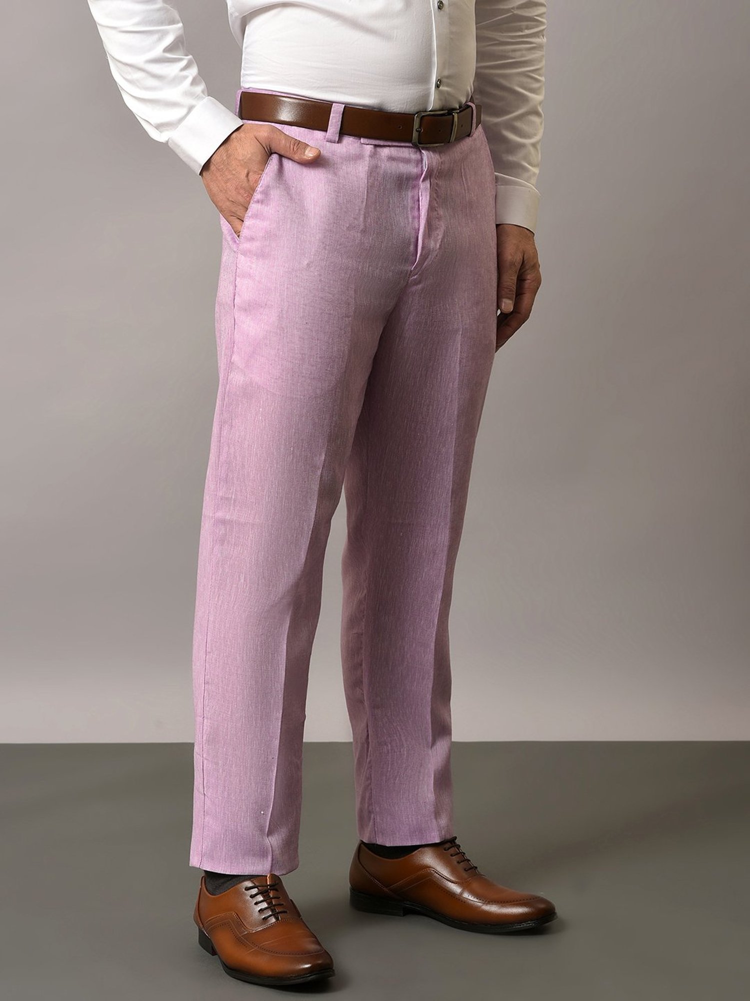 Hangup Light Purple Regular Fit Flat Front Trousers