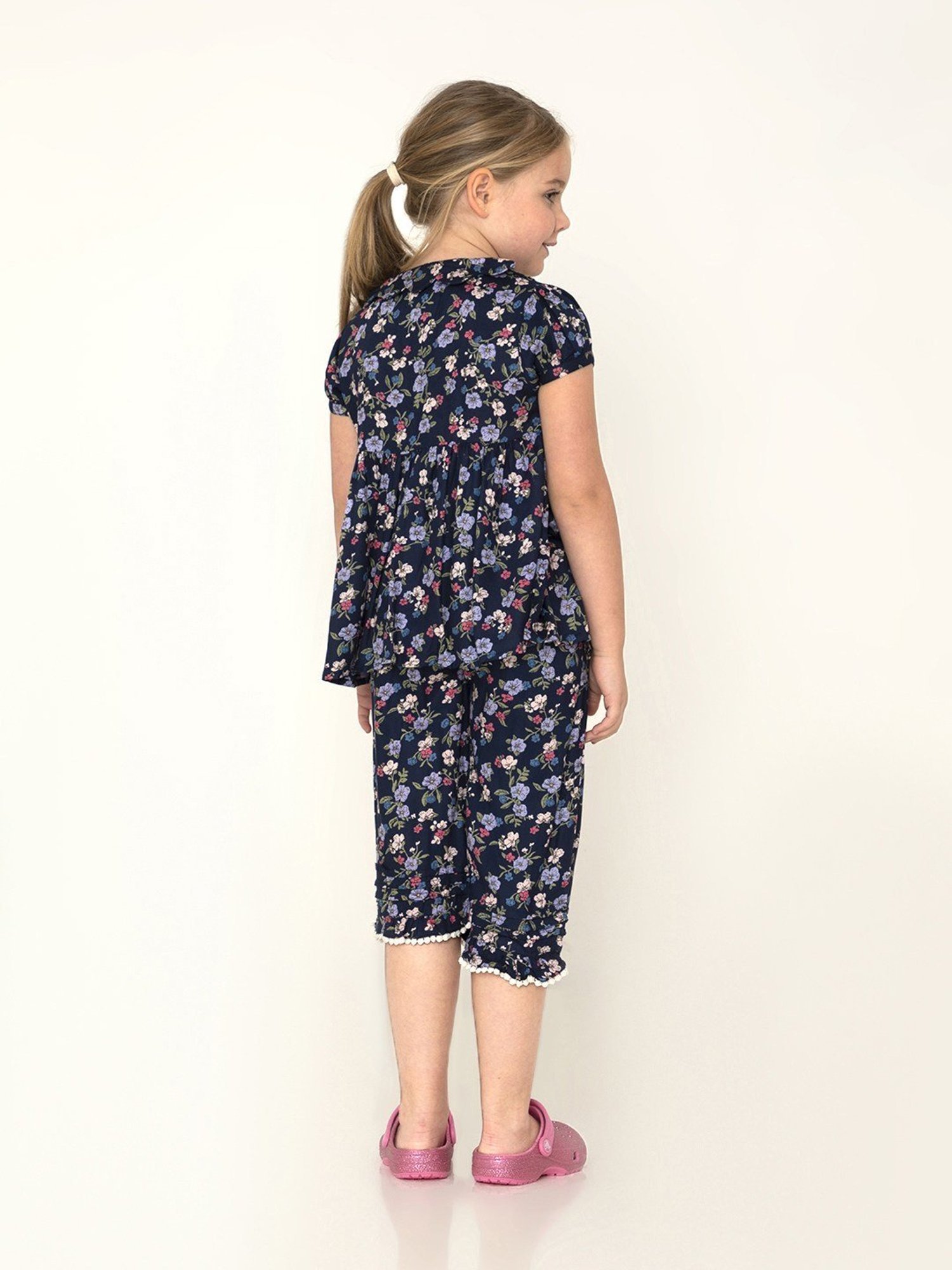 Berrytree Organic Girls Blue Cotton Clouds Print Night Suits