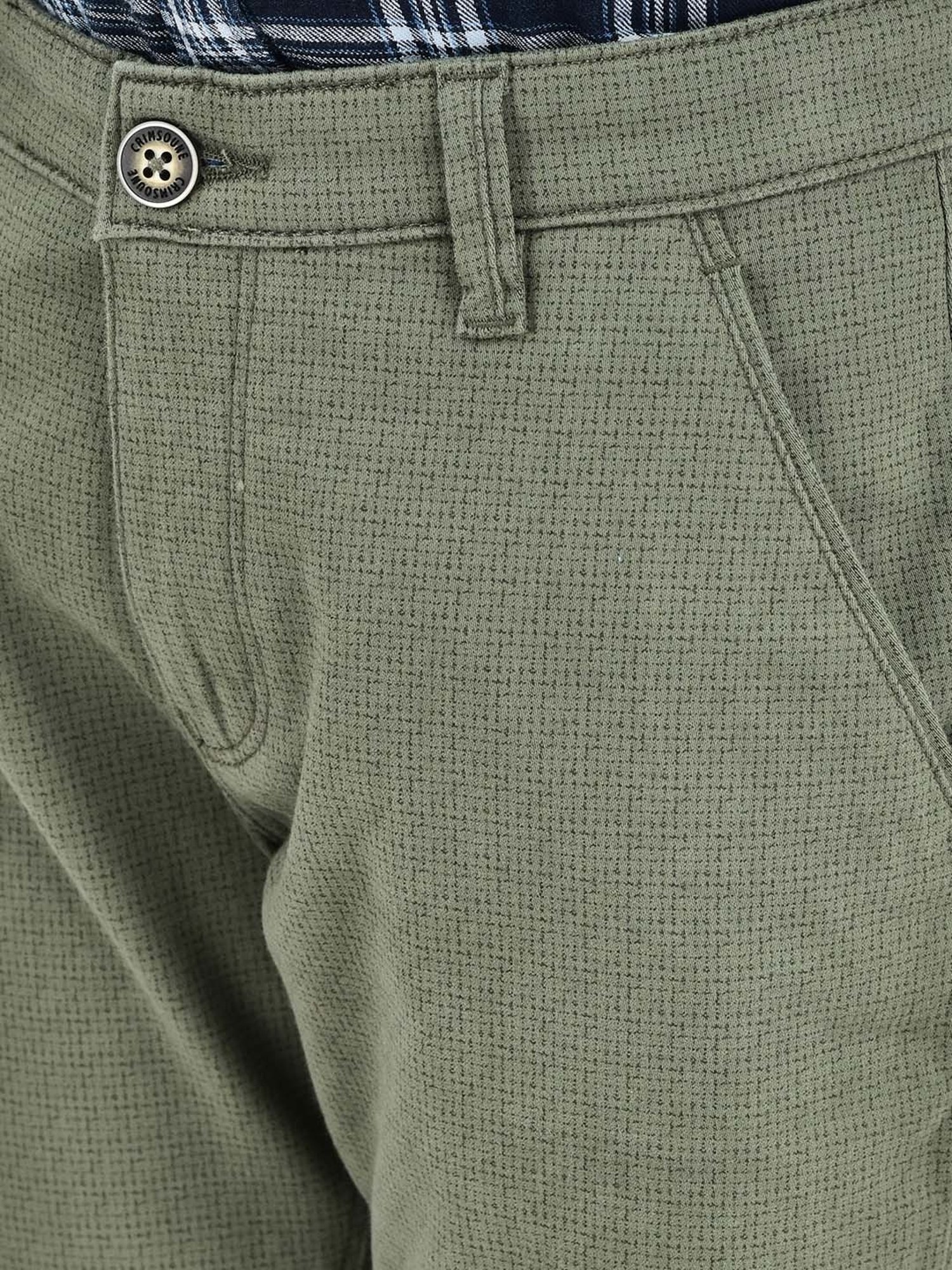 Crimsoune Club Boys Olive Cotton Printed Trousers