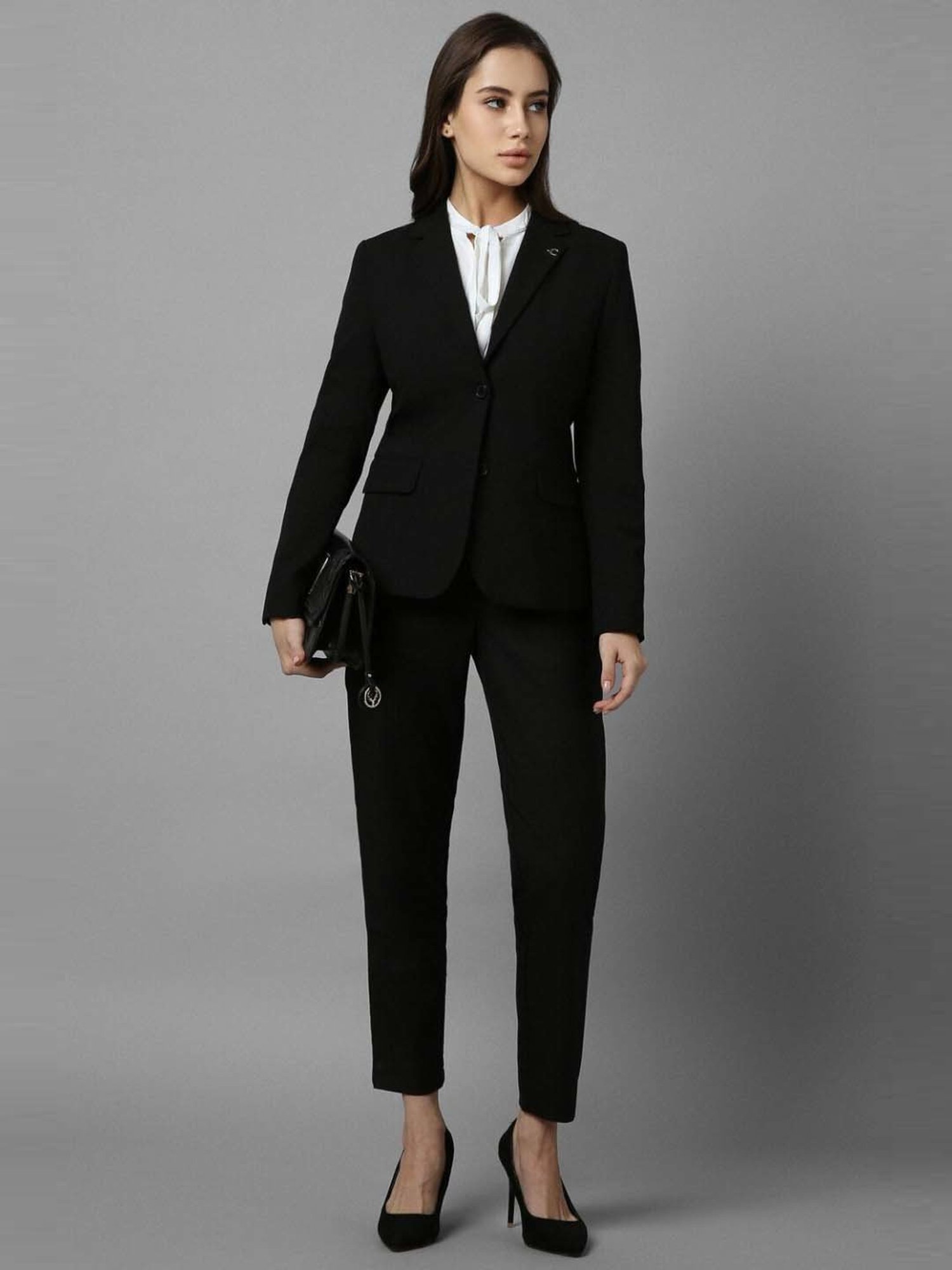 Allen Solly Black Plain Formal Blazer
