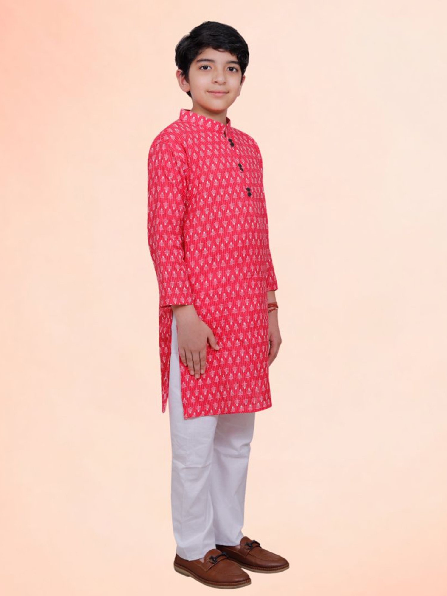 Tippy Top Kids Pink & White Printed Full Sleeves Kurta with Pyjamas