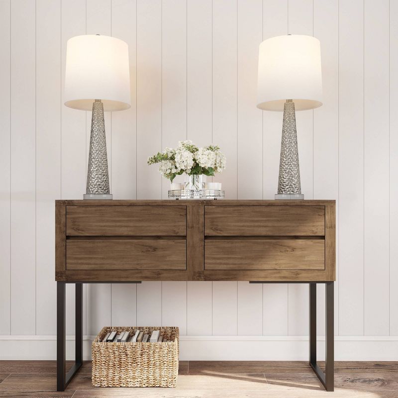 Set of 2 Contemporary Hammered Look Glass Lamps