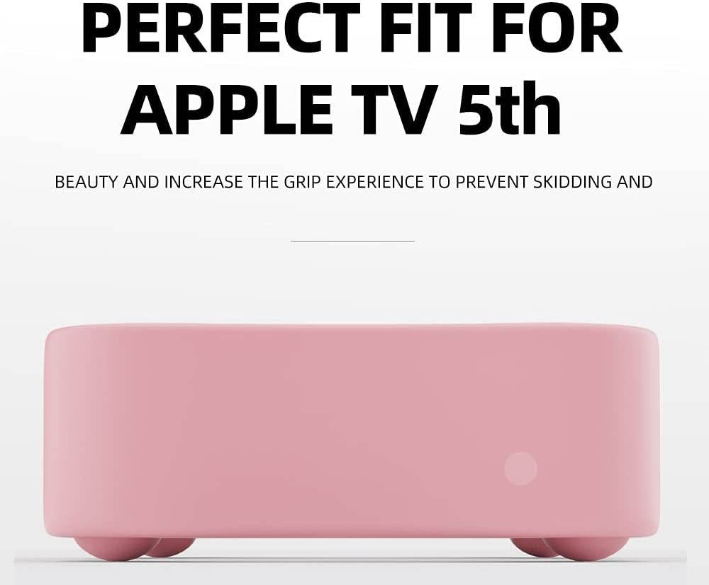 AWINNER Protective Case Compatible for Apple TV 4K 5th / 4th - [Anti Slip] Shock Proof Silicone Cover for Apple TV (Pink)