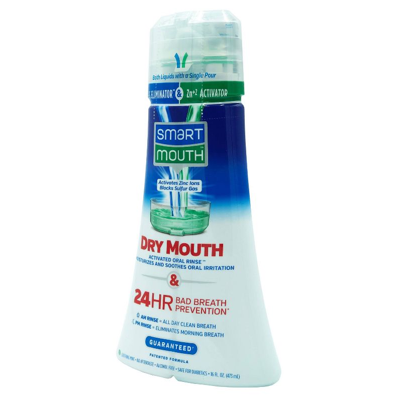 SmartMouth Dry Mouth Mouthwash Re-hydrating Oral Rinse for Dry Mouth and Bad Breath - Mint Flavor - 16 fl oz