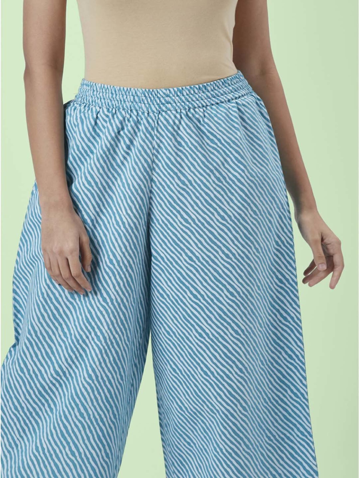 Rangmanch by Pantaloons Turquoise Cotton Floral Print Kurta Palazzo Set With Dupatta