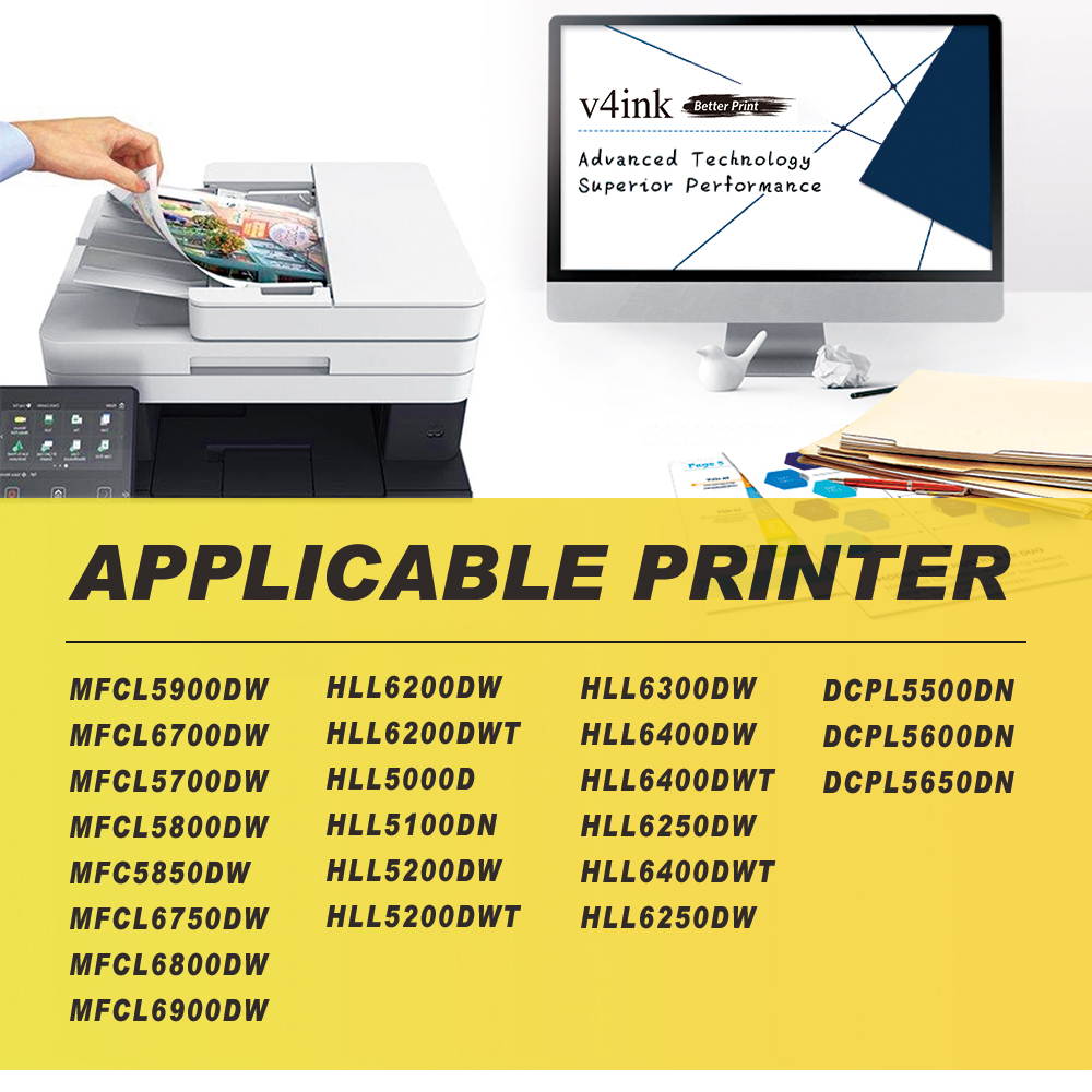 v4ink Compatible Brother TN850 TN 850 TN820 Toner Cartridge (2 Pack Black) Replacement for Brother HLL6200DW HLL6200DWT HLL6250DW MFCL5800DW DCPL5650DN DCPL5600DN