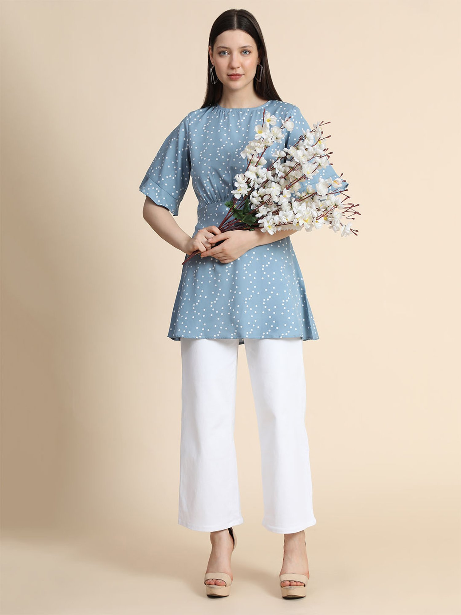 KERI PERRY Powder Blue Printed Top