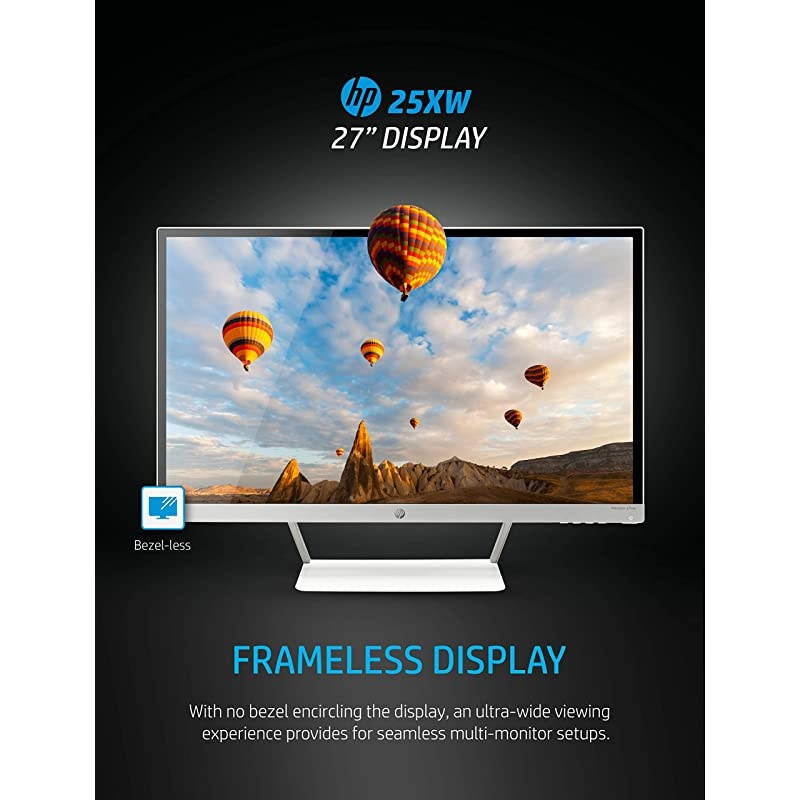 27er 27-Inch Full HD 1080p IPS LED Monitor with Frameless Bezel and VGA & HDMI (T3M88AA), White