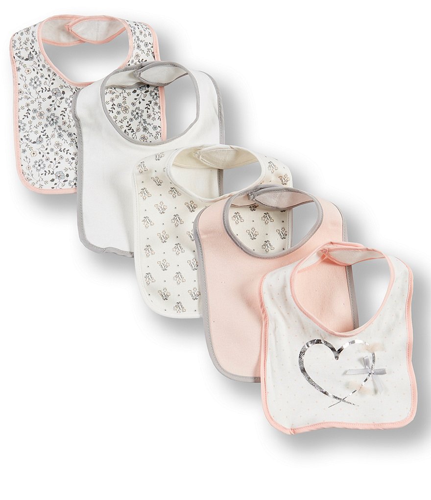Kyle & Deena Baby Girls Heart/Bow Bibs 5-Pack
