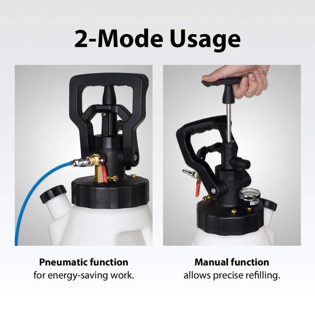 FIRSTINFO 12.5L Pneumatic/Manual ATF Refill System Dispenser Automatic Transmission Fluid Oil Pump with 15-Piece OE Style Transmission Filling Adapters Packed in Storage Case