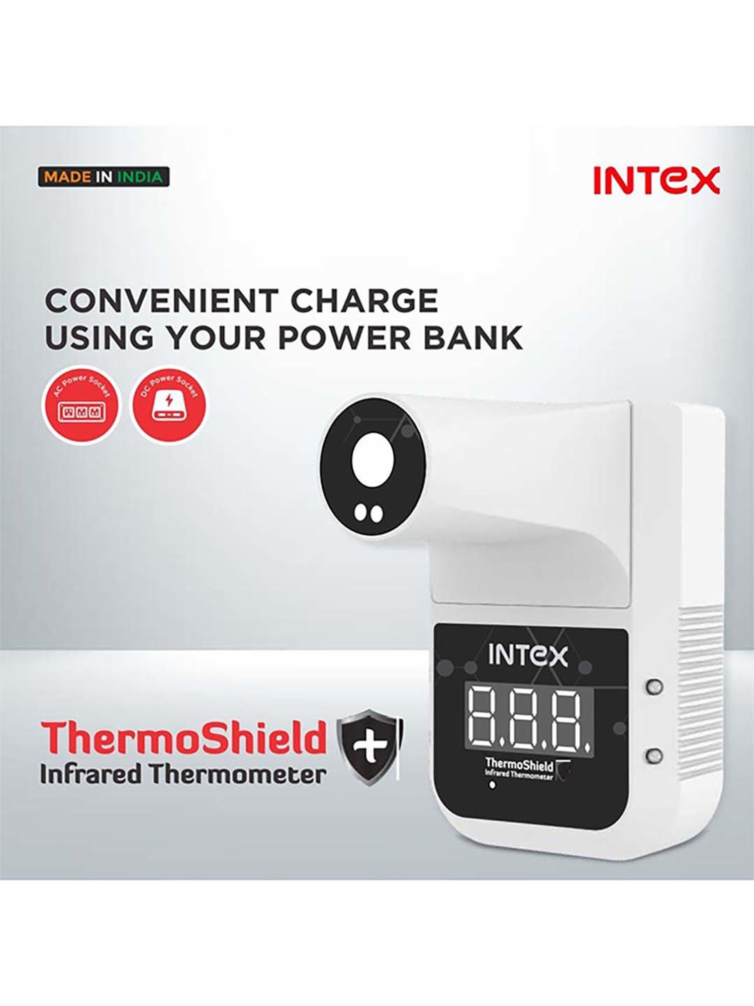 Intex Thermo Shield Wall Mount Automatic Digital Infrared Thermometer (White)