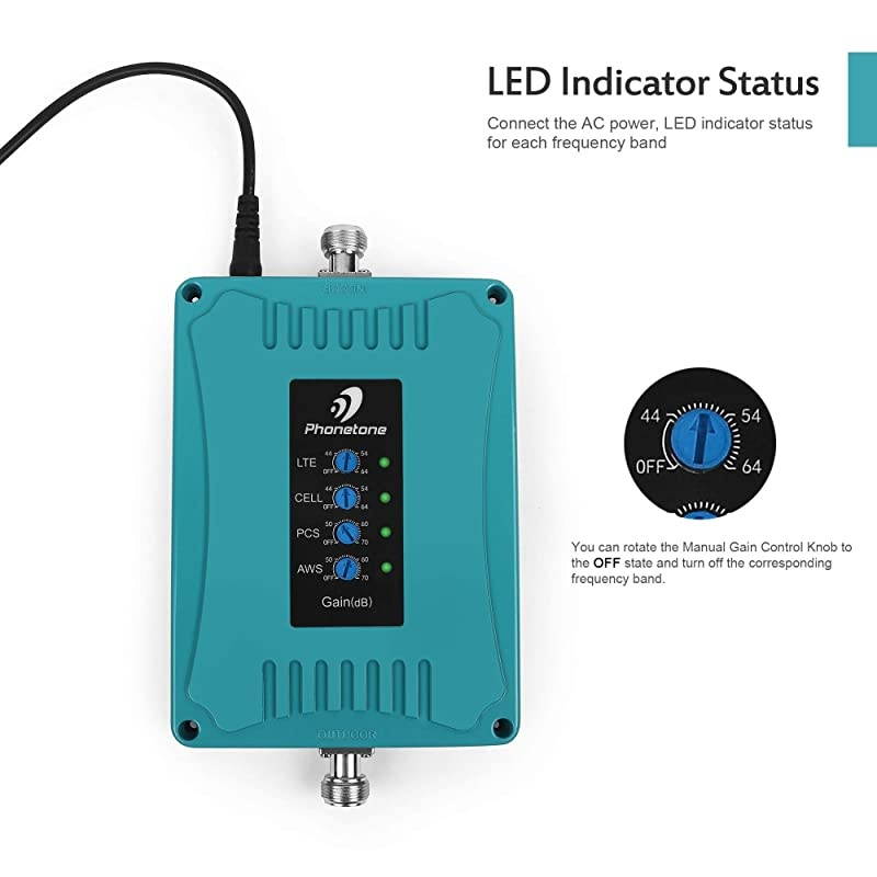 Band Cell Phone Signal Booster Repeater Amplifier for Home and Office - Supports All US Carriers 3G 4G LTE - Band 2/4//12/13/17 Booster and Power Supply Only(Without Antennas)