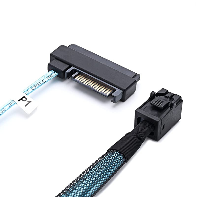 SFF8643 Internal Mini SAS HD to 4 29pin SFF8482 connectors with SAS 15pin Power Port 12GBS Cable 1M H0204