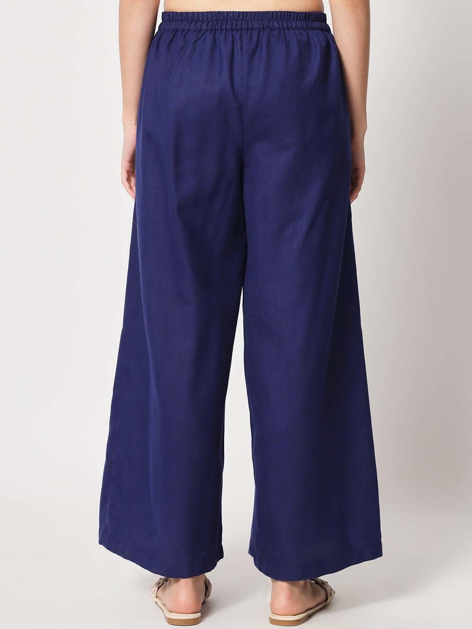 9rasa Navy Cotton Flared Trousers