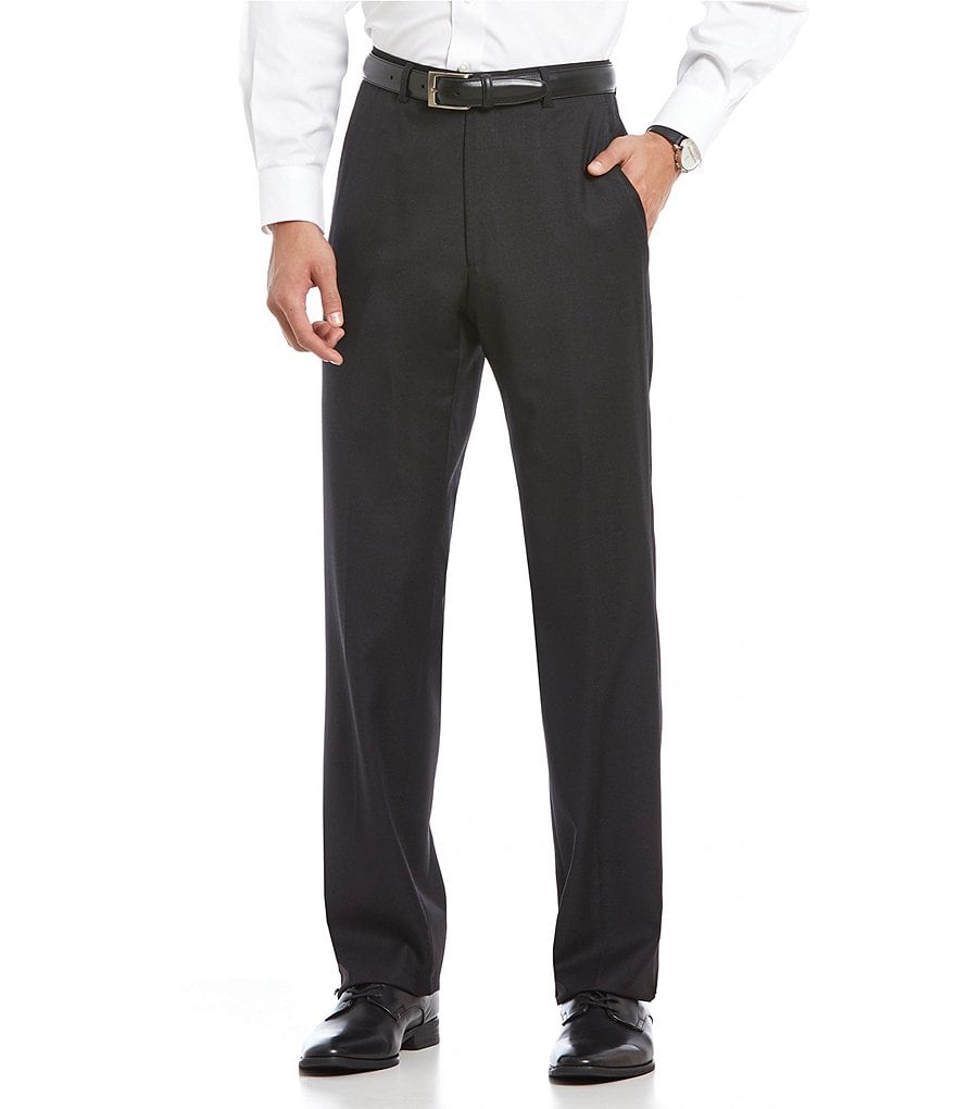 Santorelli Luxury Modern-Fit Flat Front Wool Dress Pants