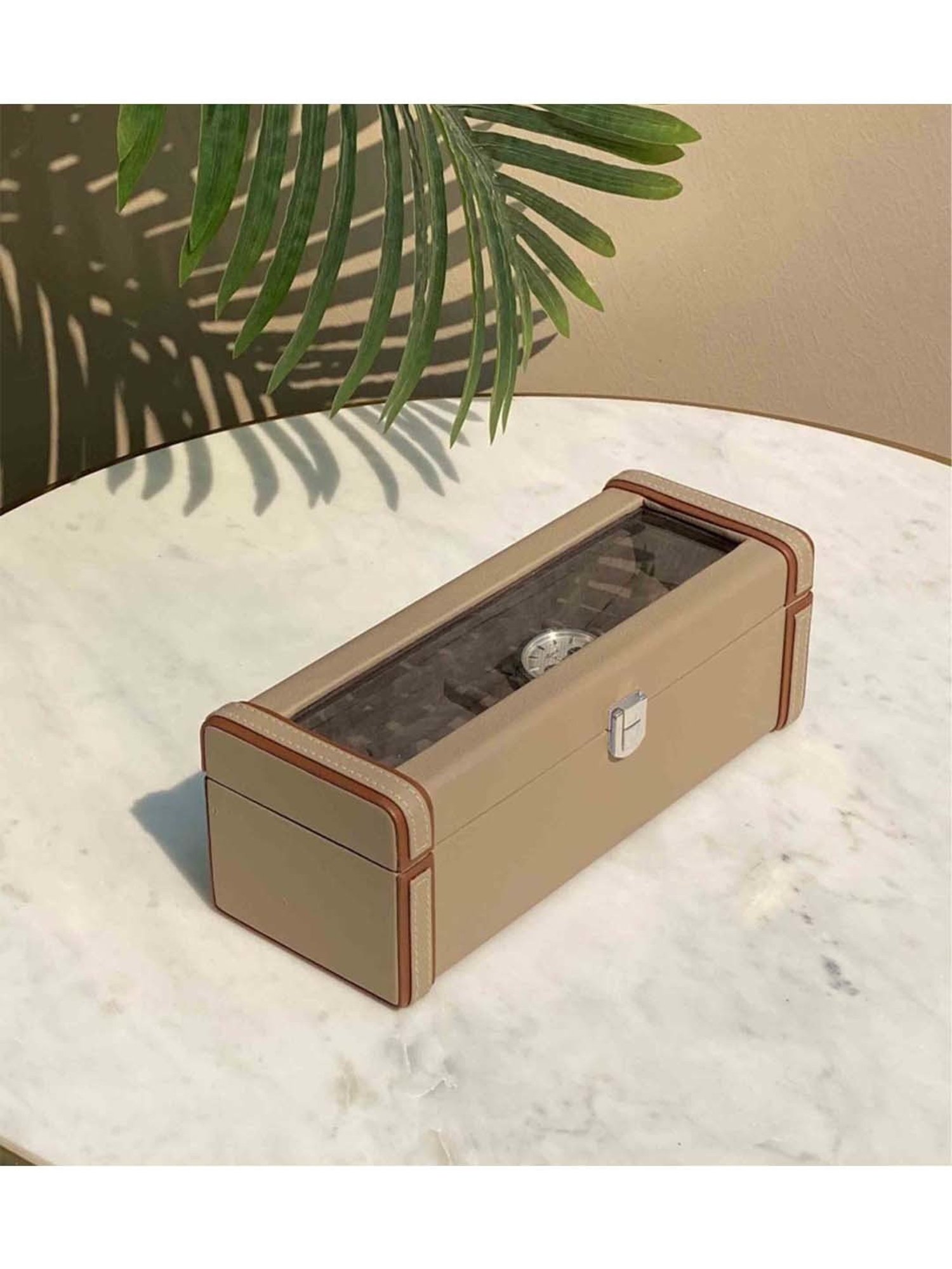 Mason Home Taupe Naples Watch Box - 4 Slots